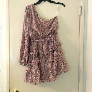 One Shoulder Floral Dress